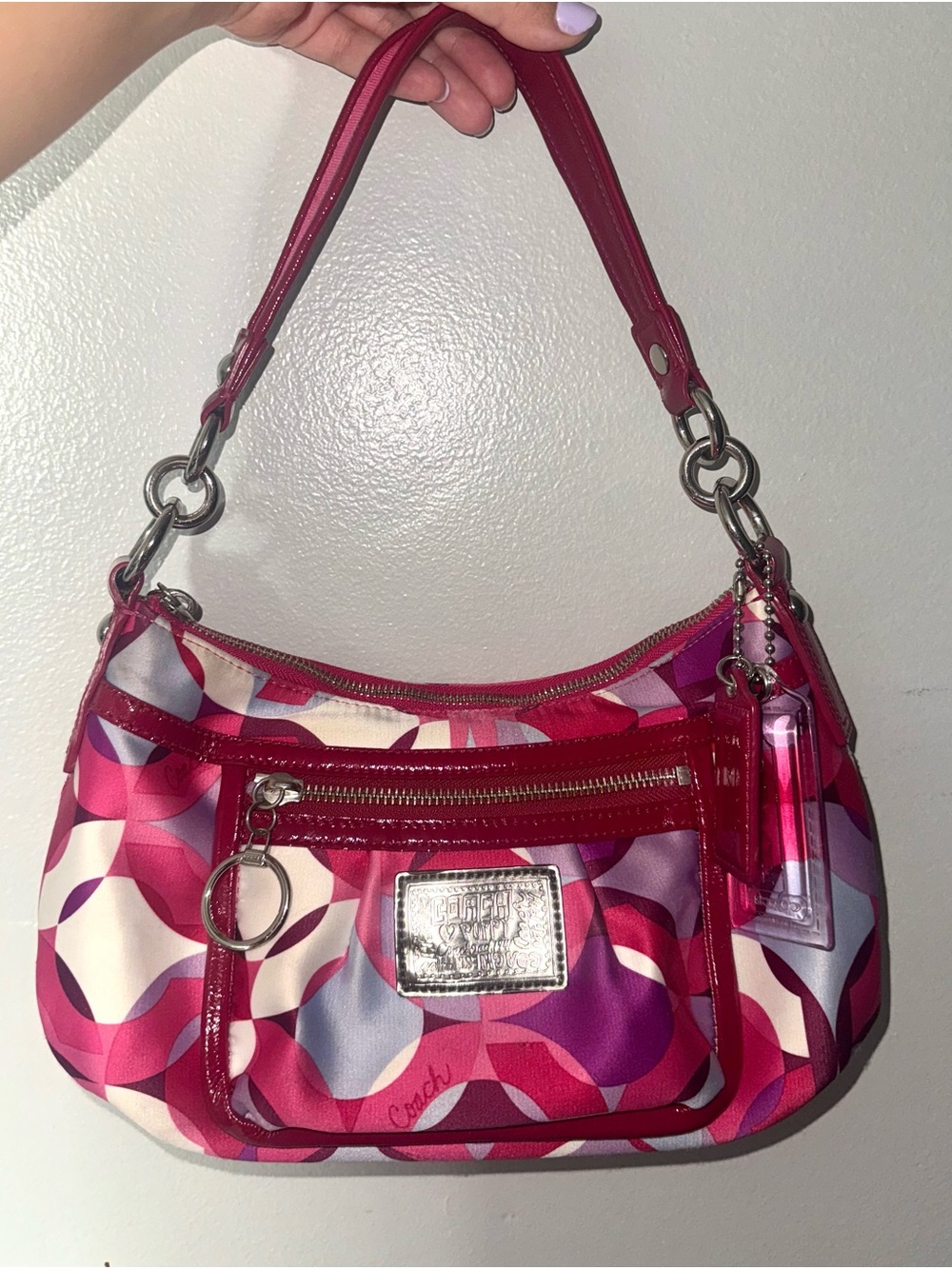Coach Pink Multi-Pattern Shoulder Bag